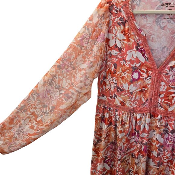 Torrid Super Soft Floral Peplum Top Size Torrid 2/2X - Picture 5 of 6